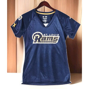 St. Louis Rams Football Women's V-Neck Shirt Lace Up Sleeve NFL 1st & Fashion M